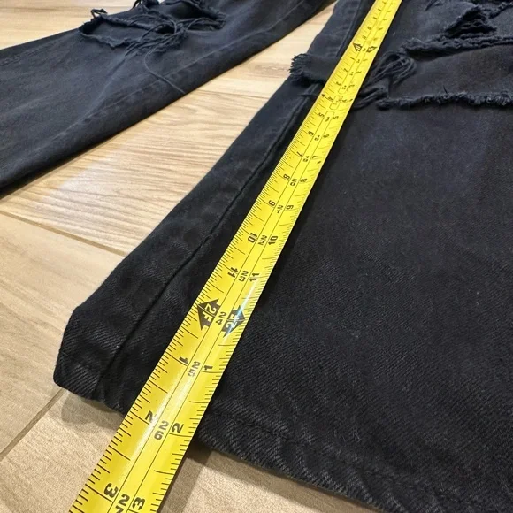 Women’s PacSun Black Flare Wide Leg Jeans Distressed Size 27 - Picture 8 of 12